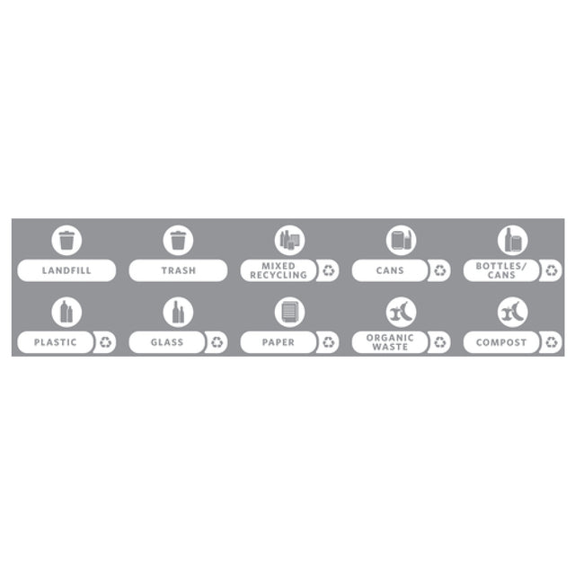 Rubbermaid 1977787 - Slim Jim® Recycling Label Kit Version C, Includes (1) Each Mixed Recycling