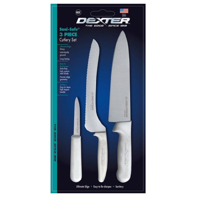 Dexter Russell 20503 Sani-Safe® (SS3) Cutlery Set 3 Piece Includes (1) Each: 10" Chef's/cook's Knife