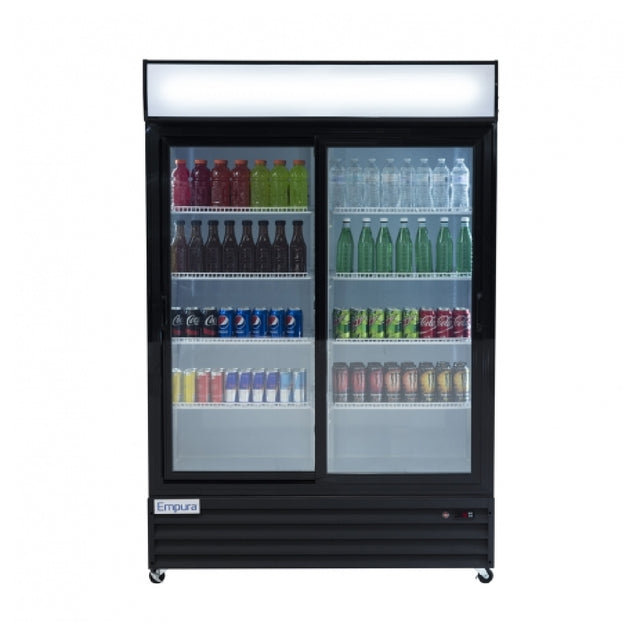 Empura Refrigeration ESM-42B Black Sliding Glass Door Merchandiser Refrigerator With 2 Doors