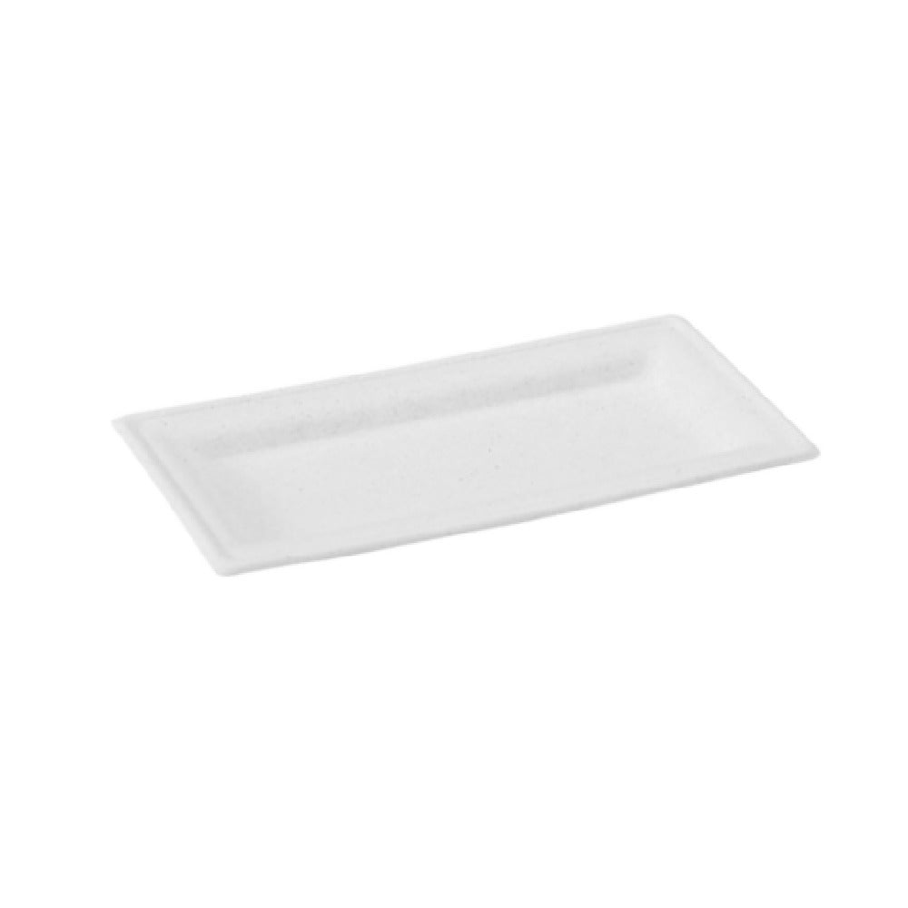 PacknWood 210APU1327F - Sugarcane Plate (No Added PFAs), 10"L X 5"W, White