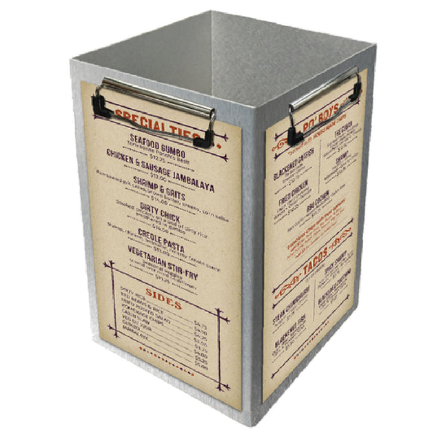 Menu Solutions ATT4CLIP-E Table Tent Holds 5-1/2" X 8-1/2" Inserts Quad Panel