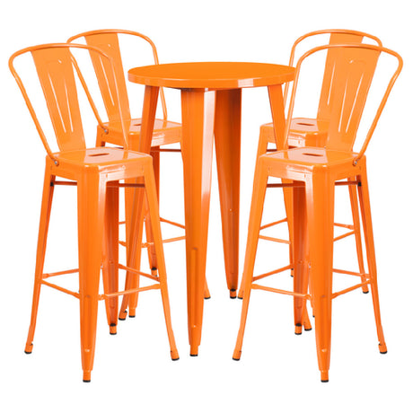 Flash Furniture CH-51080BH-4-30CAFE-OR-GG Table And Bar Stool Set Includes (1) 24" Dia. X 41"H Table