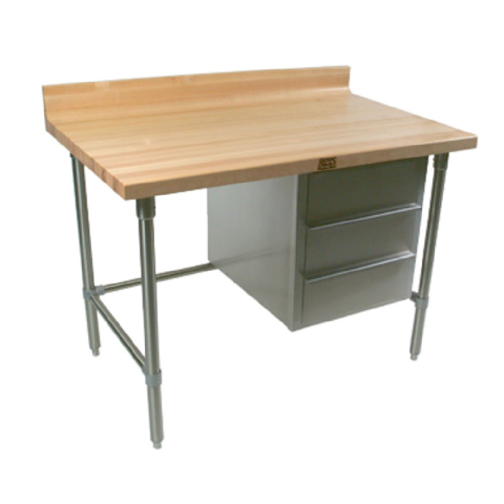 John Boos BT1S03A Baker's Table 84"W X 30"D 1-3/4" Thick Top With 4" Coved Riser On Back