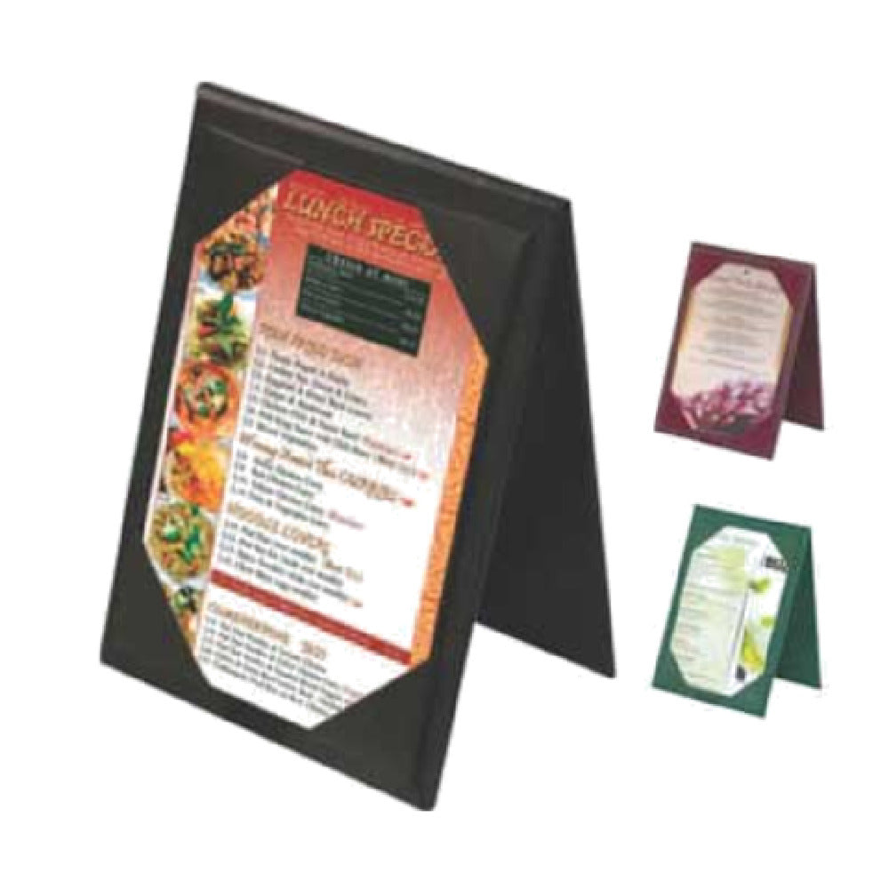Menu Solutions TT067A_BLUE Table Tent Holds 4" X 6" Insert Two Views