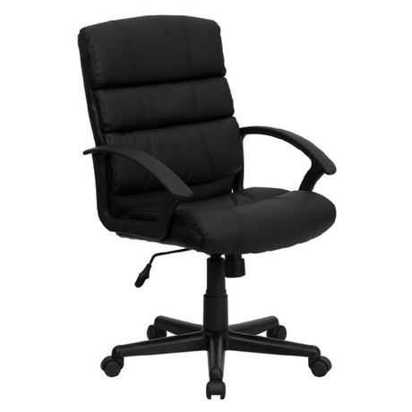 Flash Furniture GO-1004-BK-LEA-GG Swivel Task/Office Chair 37-1/4" To 41-1/4" Adjustable Height