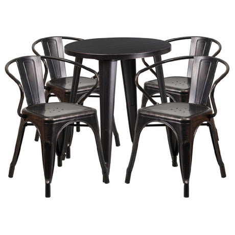 Flash Furniture CH-51080TH-4-18ARM-BQ-GG Table And Chair Set Includes (1) 24" Dia. X 29"H Table