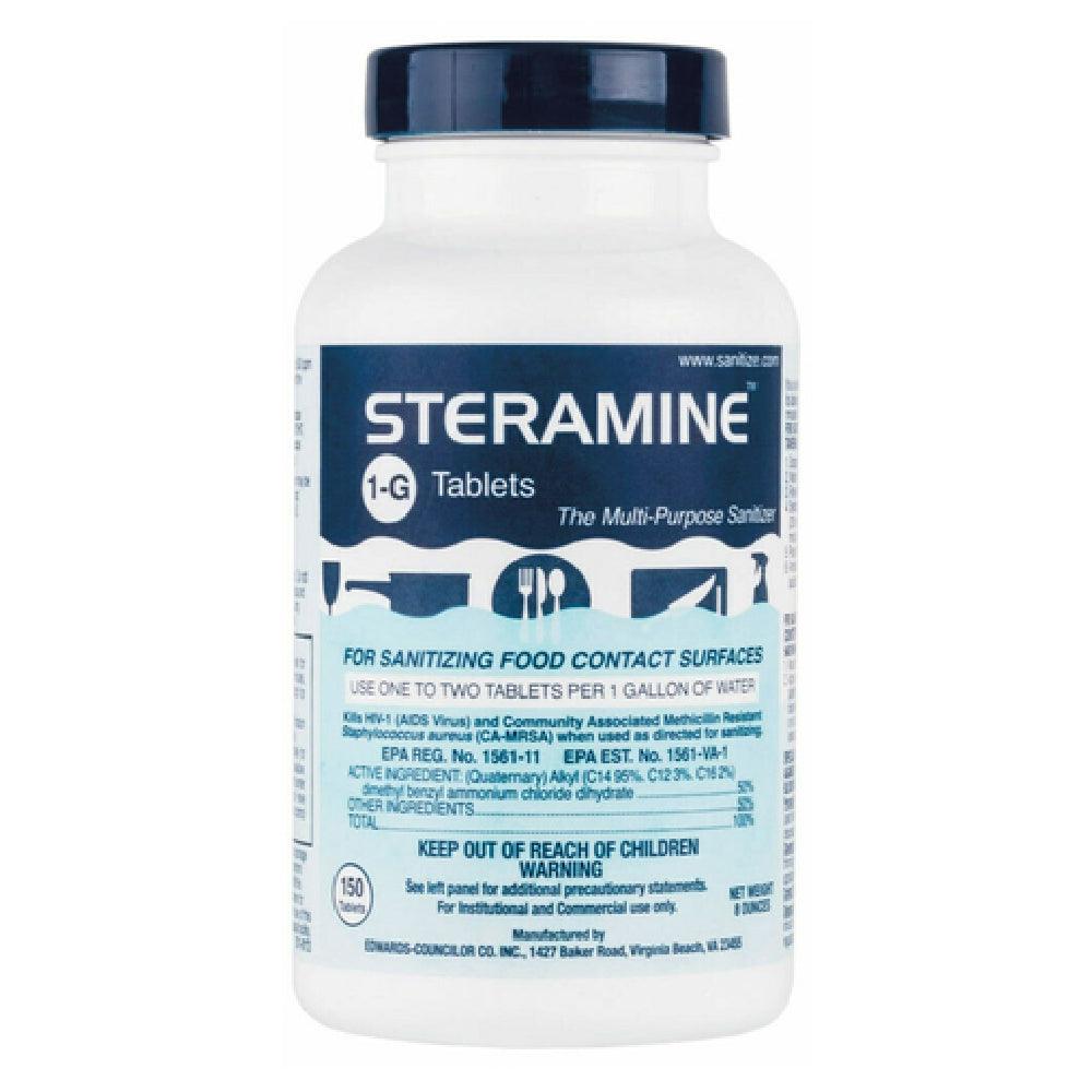 Royal Industries STER 1G Steramine Sanitizing Tablets (150 Each Per Bottle 6 Bottles Per Case)