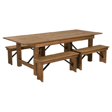 Flash Furniture XA-FARM-2-GG Hercules Series Folding Farm Table Set Antique Rustic Design