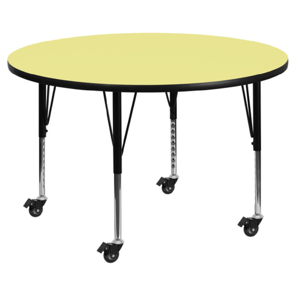 Flash Furniture XU-A42-RND-YEL-T-P-CAS-GG Activity Table 42" Dia. X 17-2/5" To 25-2/5" Adjustable Height