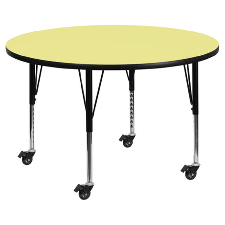 Flash Furniture XU-A42-RND-YEL-T-P-CAS-GG Activity Table 42" Dia. X 17-2/5" To 25-2/5" Adjustable Height