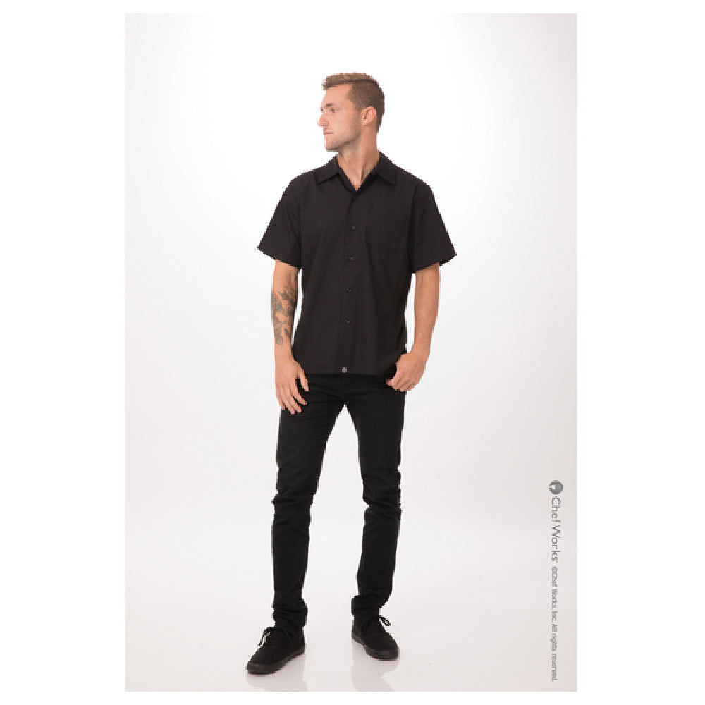 Chef Works CSCV-BLK-5XL Cook Shirt Short Sleeves Cool Vent™ Panels Under Arms And Down Sides