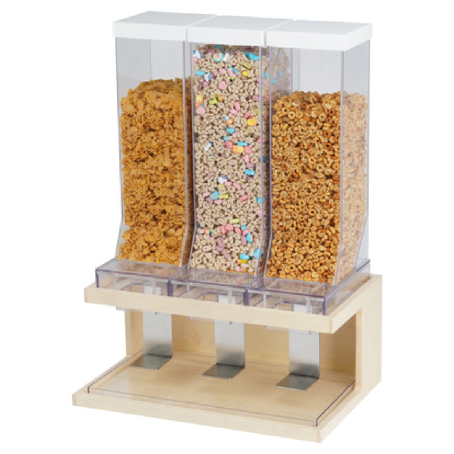 Cal Mil 22355-3-71 Blonde Cereal Dispenser 17-1/2" X 12" X 24" (3) Clear Acrylic Bins