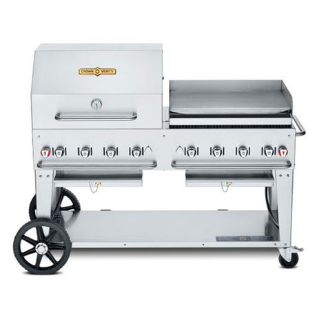 Crown Verity CV-MCB-60RGP-NG Mobile Outdoor Charbroiler Natural Gas 58" X 21" Grill Area