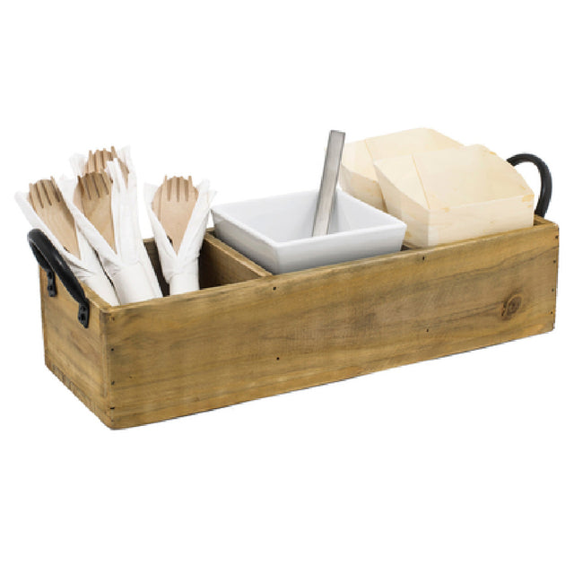 FOH TCS013NAW21 Rustic Wood™ Condiment Holder 13-3/4" X 4-3/4" X 3-3/4" (3) Square Compartments
