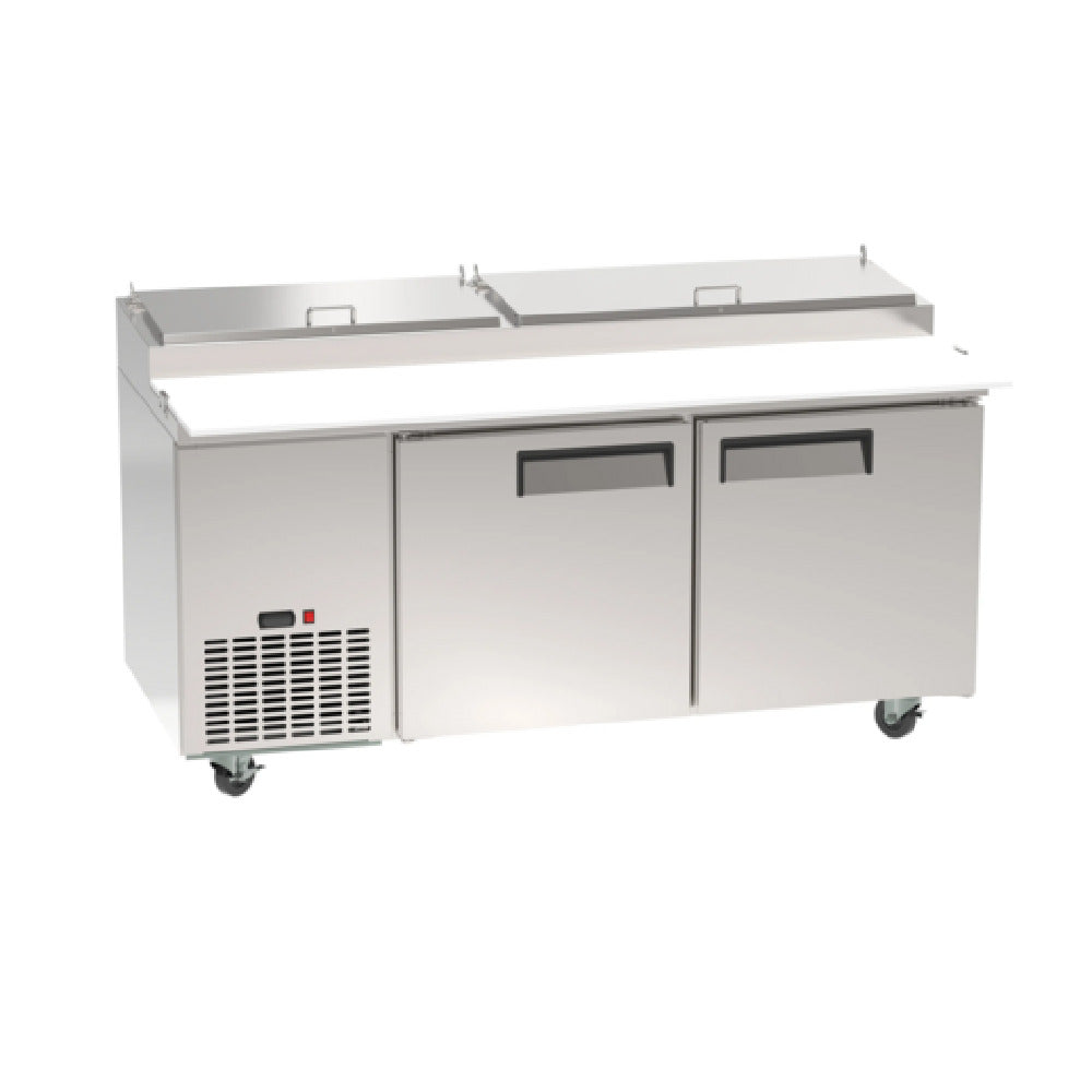 Hubert 206546 - Kratos 67K-042 68" Refrigerated Pizza Prep Table, 2-door, Holds 33°F To 40°F Temperature