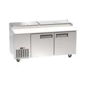 Hubert 206546 - Kratos 67K-042 68" Refrigerated Pizza Prep Table, 2-door, Holds 33°F To 40°F Temperature