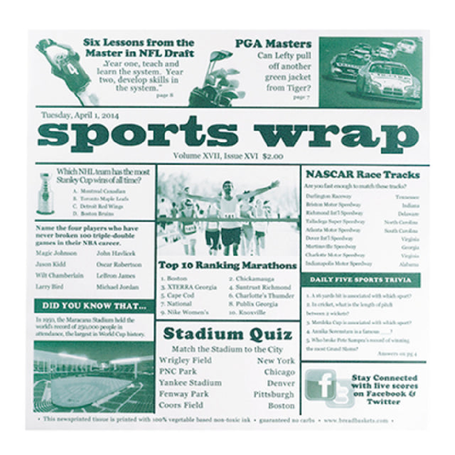 GET Enterprises 4-TG1080 Clipper Mill Food-Safe Sports Newsprint Liner 12" X 12" Paper