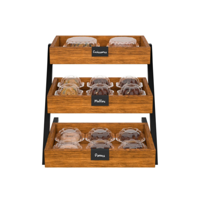 Koolmore KM-SDW-3ST - Wooden Staircase Display Case, 16.5"L X 20.3"W X 15.5"H, (3) Stepped Eucalyptus-wood Shelves