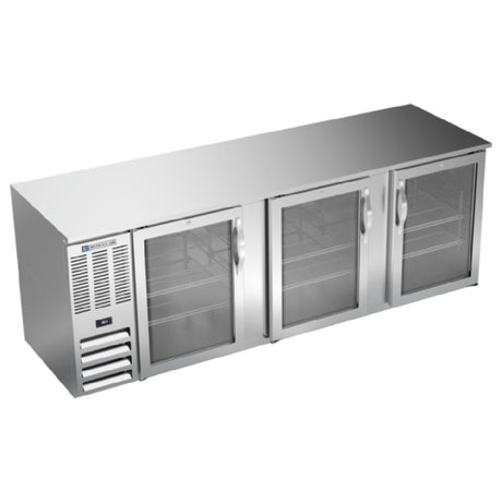 Beverage Air BB94HC-G-S - Refrigerated Back Bar Storage Cabinet, Three-section, 94"W X 30-3/8"D X 34"H
