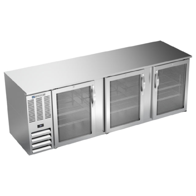 Beverage Air BB94HC-G-S - Refrigerated Back Bar Storage Cabinet, Three-section, 94"W X 30-3/8"D X 34"H