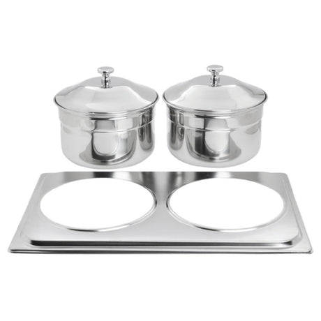 Hubert 37999 - Soup Station Chafer, 21" X 13-1/5", With (2) 4-4/5 Qt. Round Containers