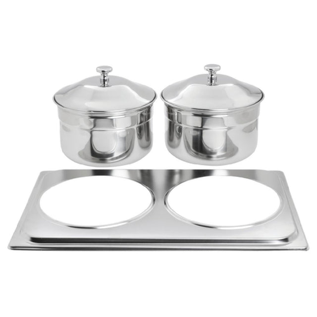 Hubert 37999 - Soup Station Chafer, 21" X 13-1/5", With (2) 4-4/5 Qt. Round Containers