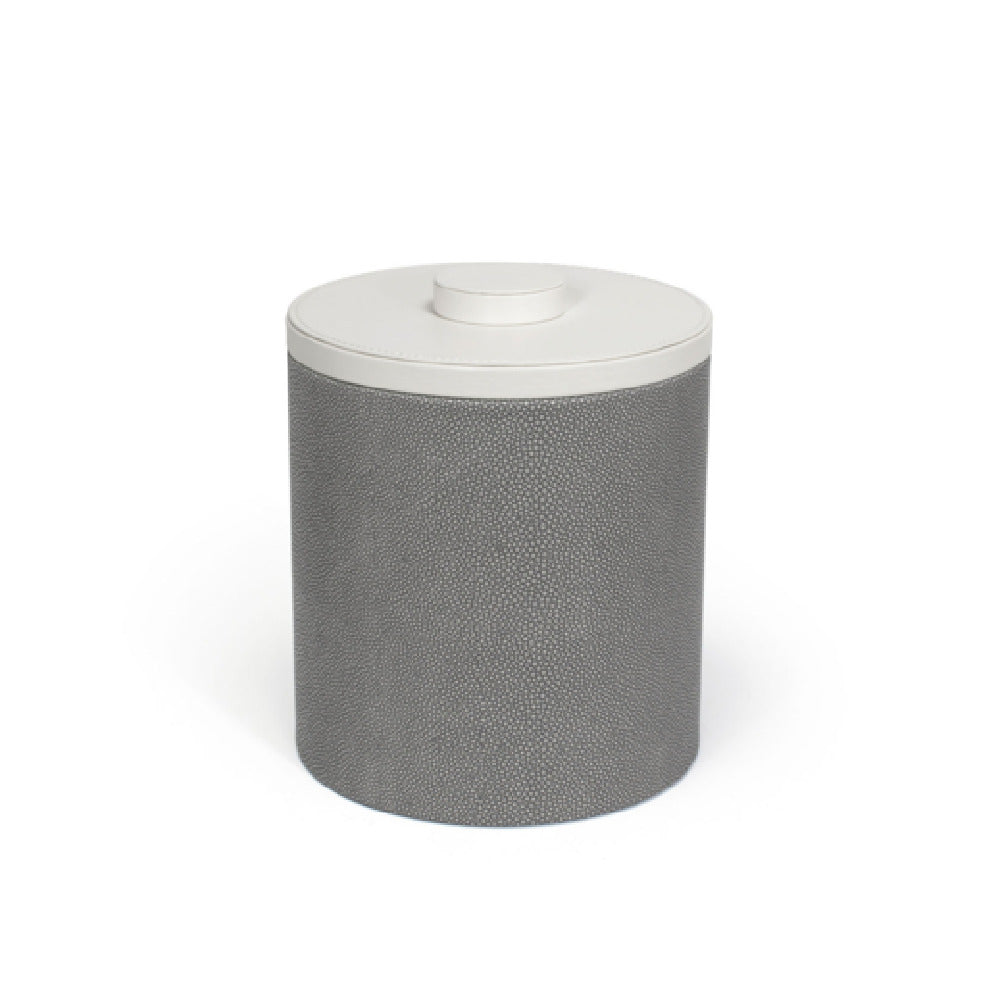 FOH RIB052GYL21 3.5qt Round Belize Ice Bucket Smoke With London White Lid Includes One RIB018GYL21-BTM 3.5qt Round Belize Ice Bucket Base Smoke