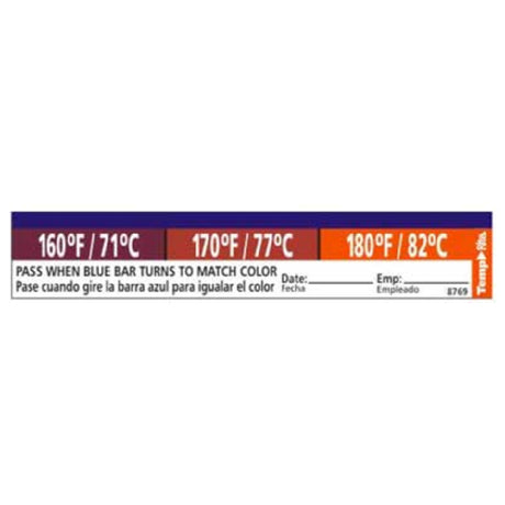 Taylor 8769 TempRite® 3-in-1 Adhesive Dishwasher Temperature Test Labels