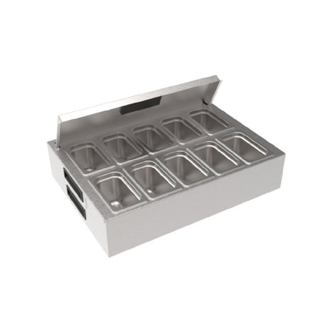 Krowne KR-GT24 Krowne Chilled Garnish Station Fits All 24" X 24" Drainboards Includes (10) Stainless Steel Garnish Cups