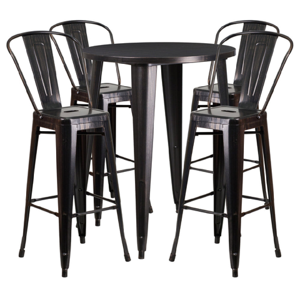 Flash Furniture CH-51090BH-4-30CAFE-BQ-GG Table And Bar Stool Set Includes (1) 30" Dia. X 41"H Table