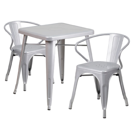 Flash Furniture CH-31330-2-70-SIL-GG Table And Chair Set Includes (1) 23-3/4"W X 23-3/4"D X 29"H Table (footprint: 27-3/4"W X 27-3/4"D)