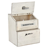 Alpine Industries ADI632-02-WHI Rustic Wood Suggestion Box 8" X 7" X 9"H Lock & Key