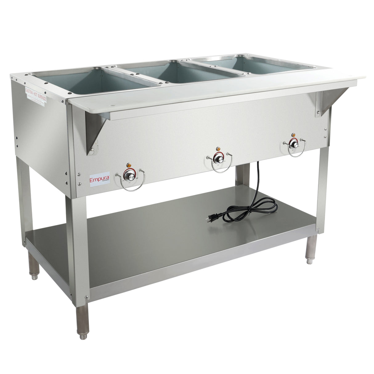 Empura Equipment E-ST-120/3 Steam Table 48"W X 31"D X 34.25"H Stainless Steel