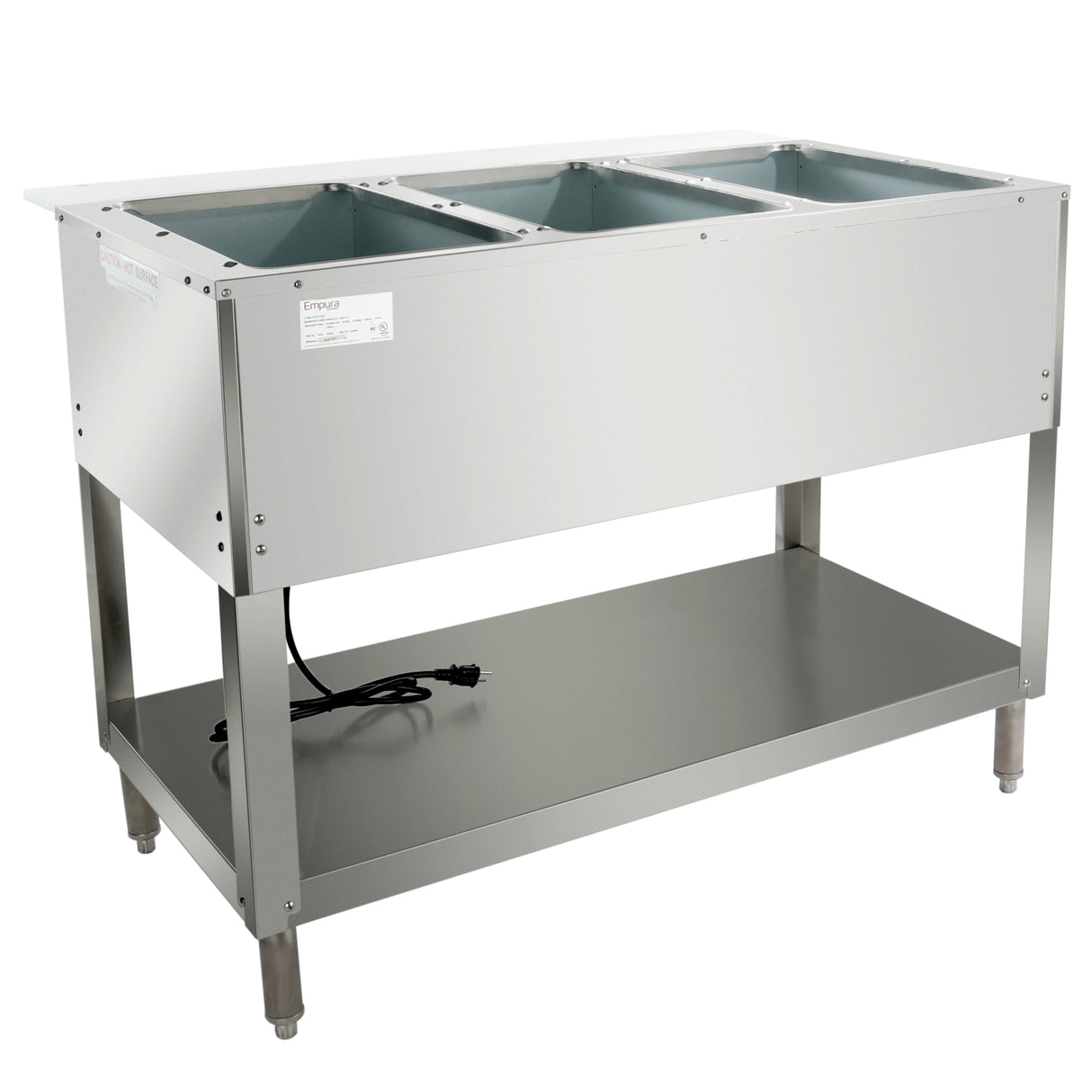 Empura Equipment E-ST-120/3 Steam Table 48"W X 31"D X 34.25"H Stainless Steel