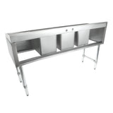 Empura Stainless EB3B101410LR Underbar Sink (3) Bowls (10" X 14" X 10") 3 Compartment