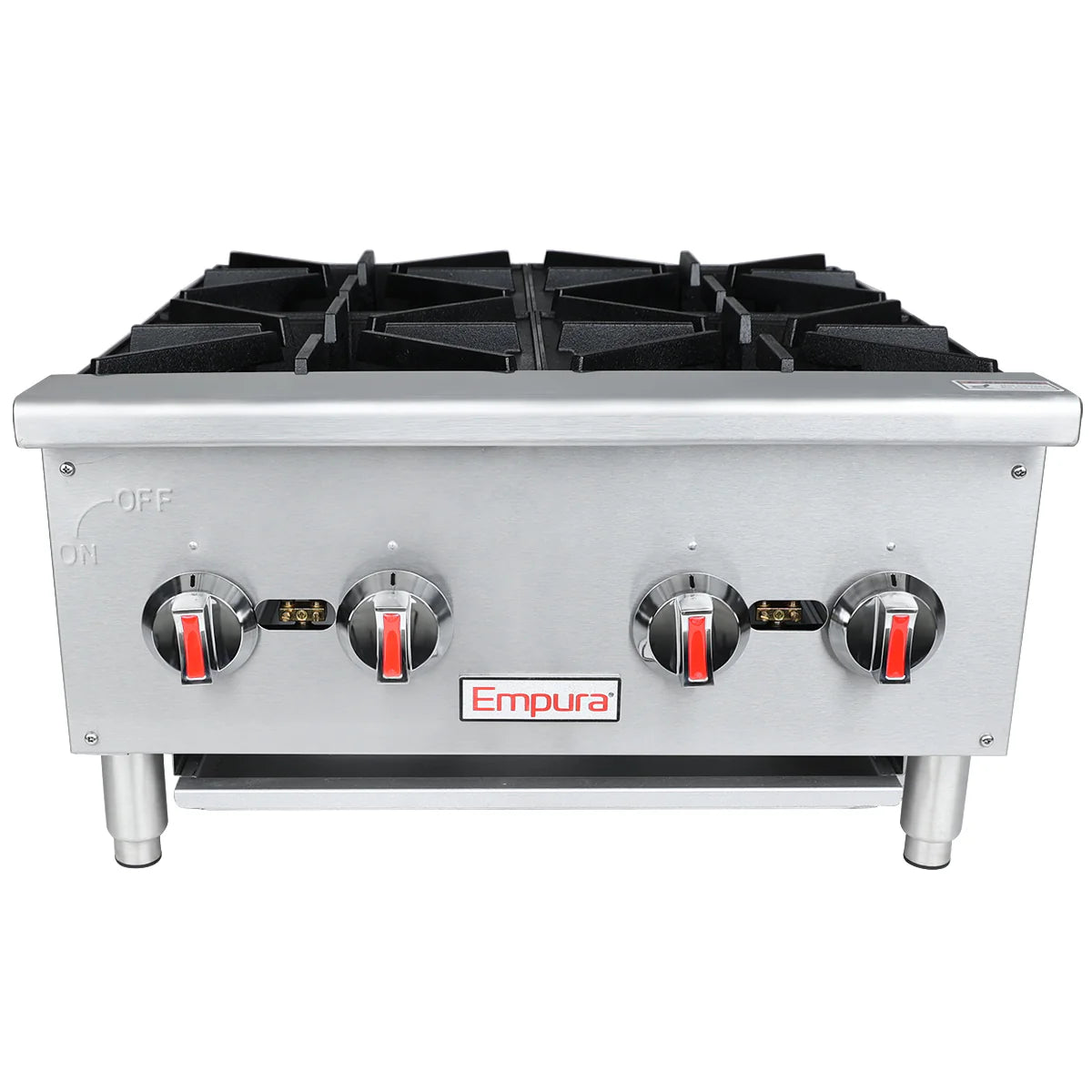 Empura Equipment EHP-4 Standard Duty Gas Hot Plate 23.6"W X 28.5"D X 13.7"H With 12" X 12" Cast Iron Top Grates