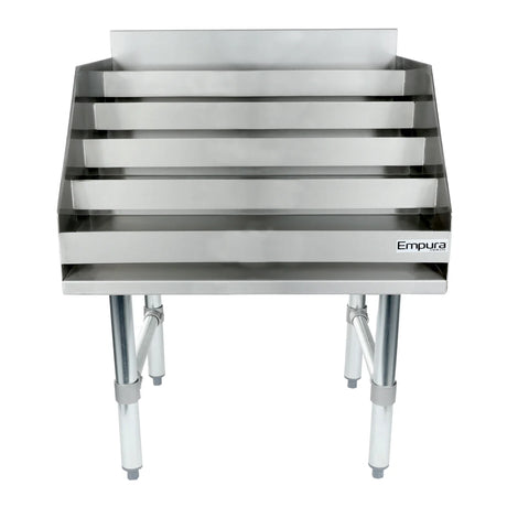 Empura Stainless ELS2423 Underbar Liquor Display Stand 24"W X 23"D X 33"H 18 Gauge 304 Ss Bottom/back/sides/hat Channel And Steps