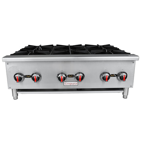 Empura Equipment EHP-6 Standard Duty Gas Hot Plate 35.6"W X 28.5"D X 13.7"H With 12" X 12" Cast Iron Top Grates