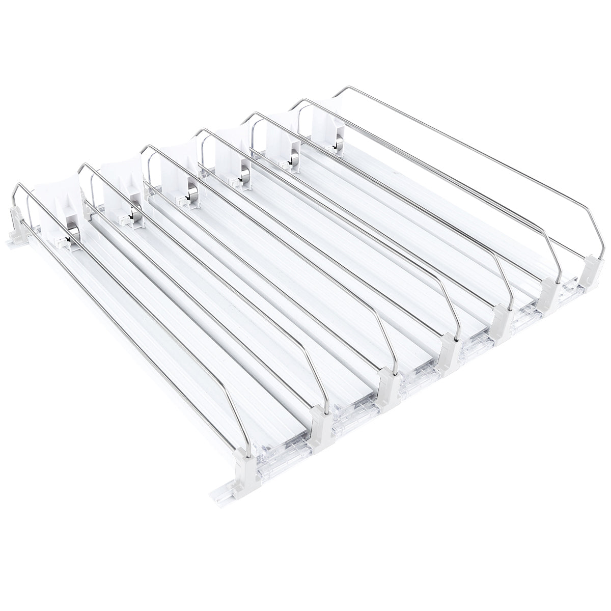 Optional White 6 Lane Pusher Pre-Assembled Bundle Per Shelf Add-on Accessory Compatible with ESM-36W