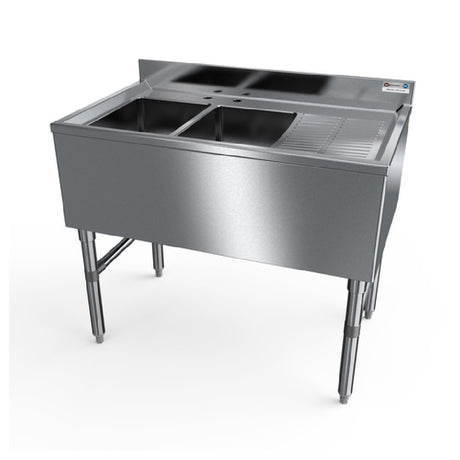 NBR Equipment UD-2-101410-36R Underbar Sink Unit Two-compartment 36"W X 21-1/4"D X 32-1/2"H Overall Size