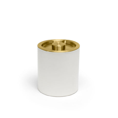 FOH RIB062WHL21 2qt Round London Ice Bucket White With Matte Brass Lid Includes One RIB014WHL21-BTM 2qt Round London Ice Bucket Base White