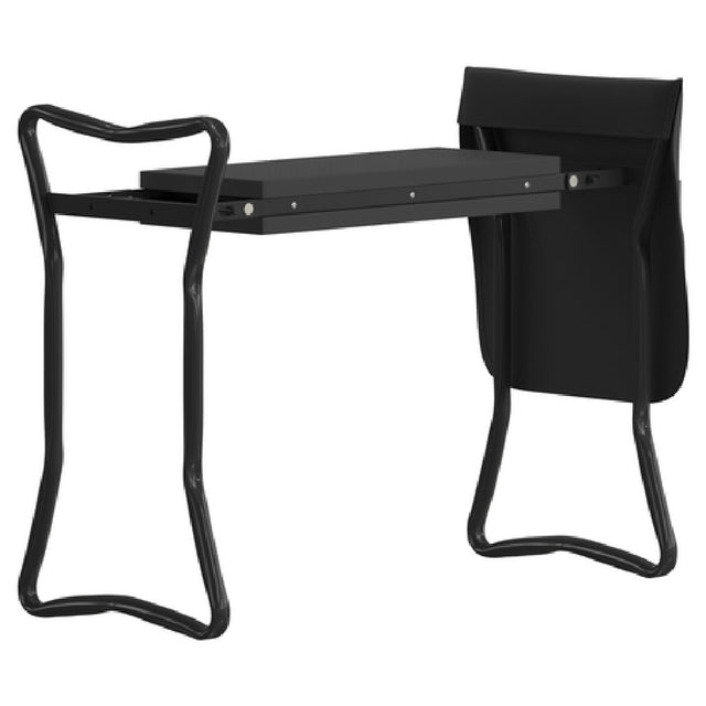 Flash Furniture TLH-105-BK-GG Black Foldable Garden Kneeler Black Padded Gardening Bench For Kneeling Or Sitting With Removable Tool Bag Pouch [TLH-105-BK-GG]