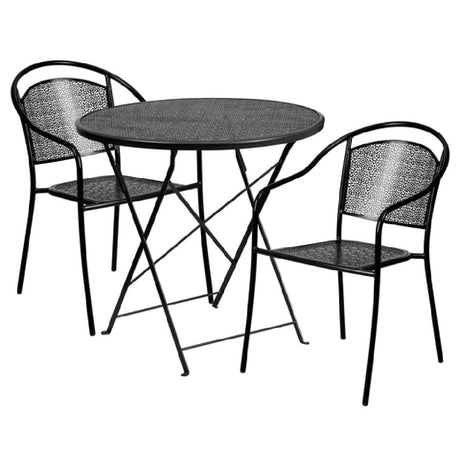 Flash Furniture CO-30RDF-03CHR2-BK-GG Patio Table Set Includes (1) Folding Table: 30" Dia. X 28"H