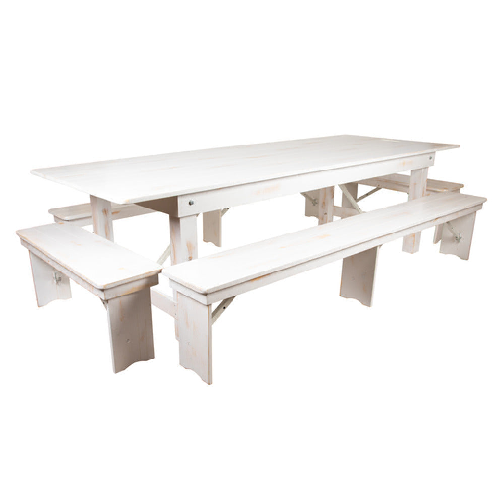 Flash Furniture XA-FARM-7-WH-GG Hercules Series Folding Farm Table Set Antique Rustic White Design