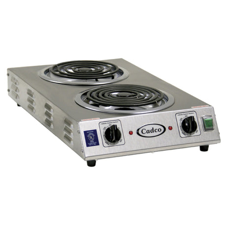 Cadco CDR-2TFB Portable Double Space Saver Hi-Power Hot Plate Countertop Electric