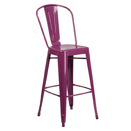 Flash Furniture ET-3534-30-PUR-GG Bar Stool 500 Lb. Weight Capacity Curved Back With Vertical Slat