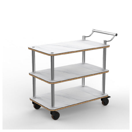 Steelite MGCRNX08CBXX Mogogo Rollin Top Border Cart With Leather Handle And Heavy Duty Bumper White Carrera Brushed Brass