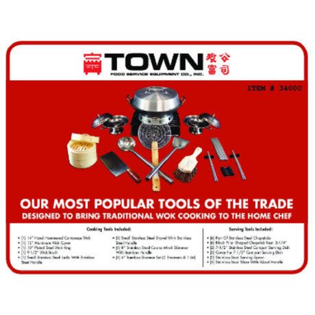 Town 34000 33 Pieces Chinese Chef Set Dishwasher Safe A Combination Of Cooking And Serving Tools