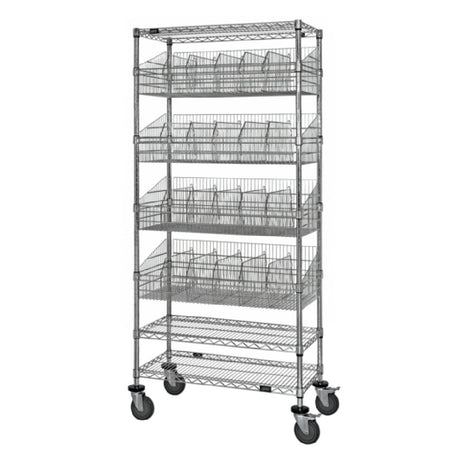 Quantum WRC74-1860-4BSKDLH Post Basket Cart 60"W X 18"D X 80"H 1200 Lbs. Load Capacity