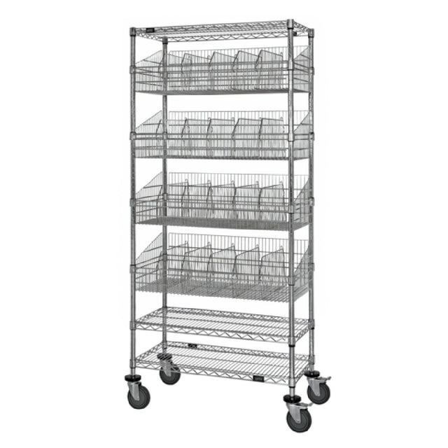 Quantum WRC74-1848-4BSKDLH Post Basket Cart 48"W X 18"D X 80"H 1200 Lbs. Load Capacity